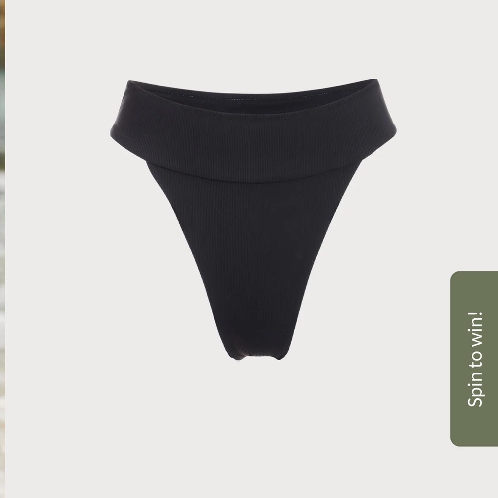 Berlook Black Ribbed High Cut Wide Waistband Bikini Bottom only 59 - Picture 4 of 7